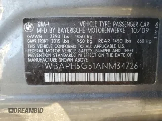 2010 BMW 3 Series 328i with VIN WBAPH5G51ANM34726, listed as a Copart auction lot 43971725 with 183,454 mi miles and Salvage Title. Bid and sale history available at DreamBid. Image 12.