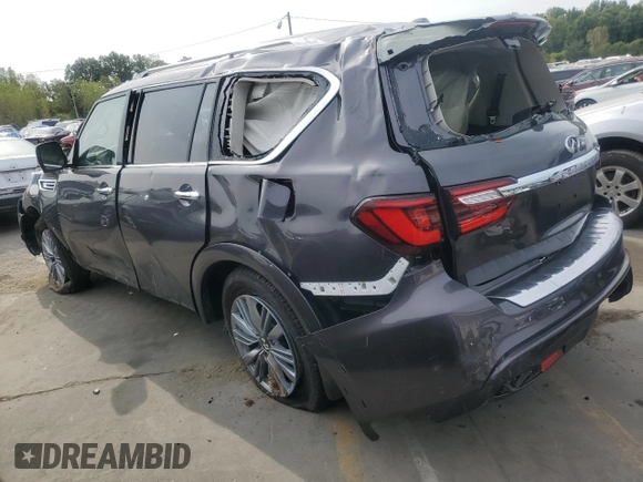 2024 Infiniti QX80 LUXE with VIN JN8AZ2AF9R9765097, listed as a Copart auction lot 70143504 with 15,085 mi miles and Non Repairable. Bid and sale history available at carsss.com. Image 2.