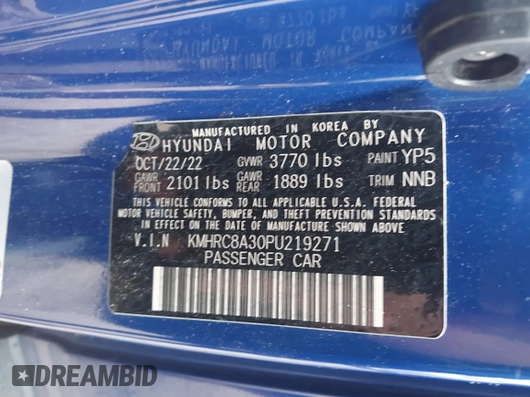2023 Hyundai Venue SEL с VIN KMHRC8A30PU219271, выставлен на аукционе IAAI как лот 41608368 с пробегом 34 717 миль миль и . История ставок и продаж доступна на DreamBid. Изображение 9.