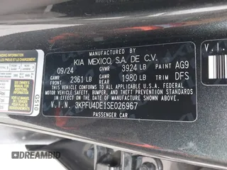 2025 Kia K4 EX with VIN 3KPFU4DE1SE026967, listed as a IAAI auction lot 41541552 with 4,338 mi miles. Bid and sale history available at carsss.com. Image 9.