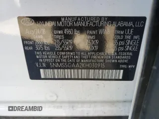 2019 Hyundai Santa Fe Ultimate with VIN 5NMS5CAA2KH030915, listed as a Copart auction lot 44749295 with 45,285 mi miles and Salvage Title. Bid and sale history available at carsss.com. Image 14.