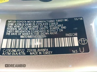 2019 Toyota C-HR XLE with VIN NMTKHMBX4KR082574, listed as a IAAI auction lot 41694921 with 61,777 mi miles and . Bid and sale history available at DreamBid. Image 9.