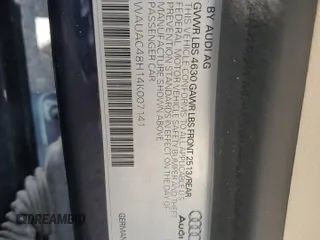 2004 Audi A4 1.8T with VIN WAUAC48H14K007141, listed as a Copart auction lot 89247185 with 122,255 mi miles and Salvage Title. Bid and sale history available at carsss.com. Image 13.