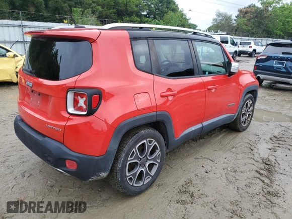 2017 Jeep Renegade Limited с VIN ZACCJADB9HPE39831, выставлен на аукционе Copart как лот 56572495 с пробегом 71 416 миль миль и Списание • Salvage title. История ставок и продаж доступна на DreamBid. Изображение 3.