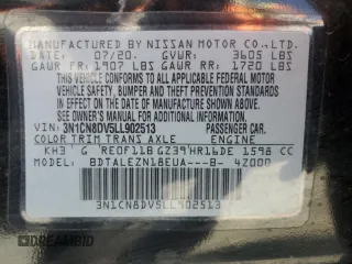 2020 Nissan Versa S with VIN 3N1CN8DV5LL902513, listed as a Copart auction lot 61497915 with 79,833 mi miles and Salvage title. Bid and sale history available at DreamBid. Image 12.