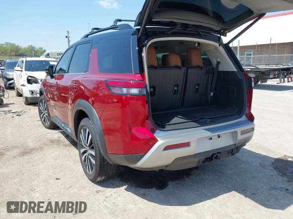 2023 Nissan Pathfinder Platinum with VIN 5N1DR3DK6PC210286, listed as a IAAI auction lot 42021775 with 48,482 mi miles and . Bid and sale history available at DreamBid. Image 3.