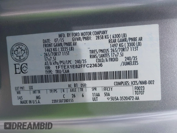 2015 Ford F-150 XLT с VIN 1FTEX1E82FFC23636, выставлен на аукционе IAAI как лот 41835465 с пробегом 149 801 миль миль и . История ставок и продаж доступна на DreamBid. Изображение 9.