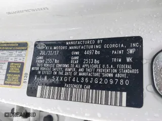 2018 Kia Optima S with VIN 5XXGT4L36JG209780, listed as a IAAI auction lot 40008792 with 97,575 mi miles. Bid and sale history available at carsss.com. Image 9.