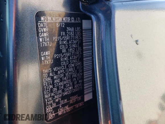 2013 Nissan Juke SV with VIN JN8AF5MR2DT200315, listed as a Copart auction lot 46657175 with Not Provided miles and Salvage Title. Bid and sale history available at carsss.com. Image 14.