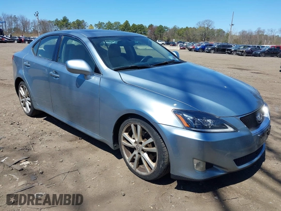 2007 Lexus IS with VIN JTHBK262775050123, listed as a IAAI auction lot 42071853 with 169,479 mi miles. Bid and sale history available at carsss.com. Image 1.