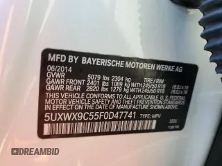 2015 BMW X3 xDrive28i z VIN 5UXWX9C55F0D47741, wystawiony jako Copart lot #58414685 z przebiegiem 83 793 mil mil oraz Szkoda całkowita • Salvage title. Historia ofert i sprzedaży dostępna na DreamBid. Obrazek 13.