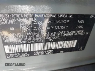 2019 Toyota RAV4 XLE with VIN 2T3W1RFV3KW056351, listed as a IAAI auction lot 42011662 with 64,634 mi miles. Bid and sale history available at carsss.com. Image 9.