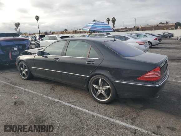 2001 Mercedes-Benz S-Class with VIN WDBNG70J91A187655, listed as a Copart auction lot 45031925 with 104,164 mi miles and Salvage Title. Bid and sale history available at carsss.com. Image 2.