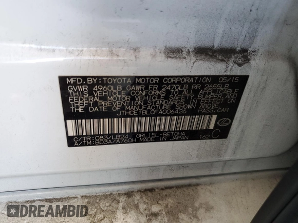 2015 Lexus GS 350 with VIN JTHCE1BL0FA006426, listed as a Copart auction lot 51551335 with 159,143 mi miles and Salvage Title. Bid and sale history available at DreamBid. Image 14.