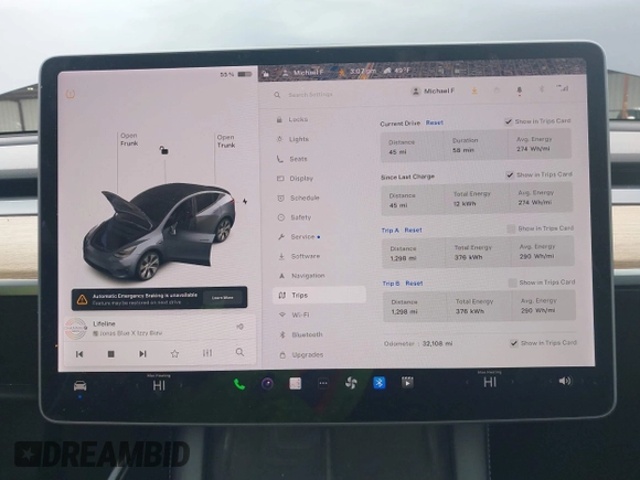 2022 Tesla Model Y Long Range with VIN 7SAYGDEE8NF317482, listed as a IAAI auction lot 41806043 with 32,108 mi miles and . Bid and sale history available at carsss.com. Image 19.