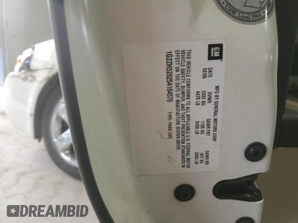 2005 Pontiac G6 GT with VIN 1G2ZH528254164578, listed as a Copart auction lot 42605805 with 112,041 mi miles and Salvage title. Bid and sale history available at DreamBid. Image 12.