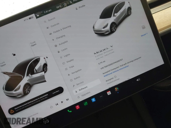 2023 Tesla Model Y Long Range with VIN 7SAYGDEE3PA206757, listed as a IAAI auction lot 39425483 with 5,711 mi miles and . Bid and sale history available at DreamBid. Image 15.