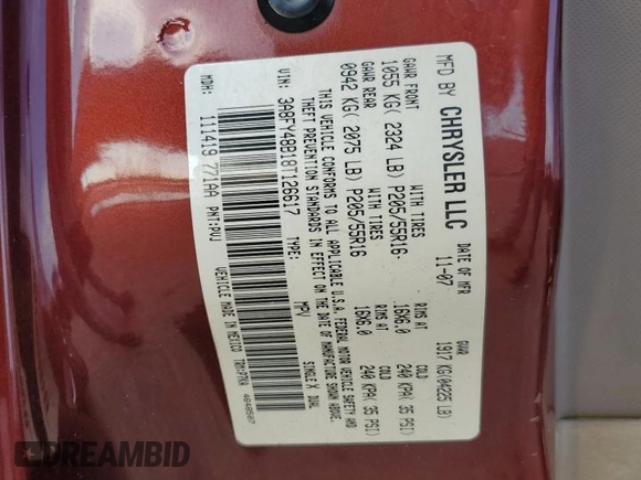 2008 Chrysler PT Cruiser with VIN 3A8FY48B18T126617, listed as a Copart auction lot 74386774 with 0 mi miles and Clean Title. Bid and sale history available at carsss.com. Image 12.
