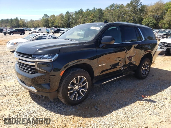 2021 Chevrolet Tahoe LT with VIN 1GNSCNKD1MR363221, listed as a Copart auction lot 49386995 with 59,789 mi miles and Salvage title. Bid and sale history available at DreamBid. Image 1.