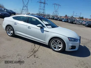2019 Audi A5 Sportback Premium Plus with VIN WAUBNCF53KA023202, listed as a IAAI auction lot 41749214 with 40,716 mi miles and . Bid and sale history available at DreamBid. Image 1.