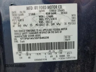 2006 Ford F-150 XL with VIN 1FTPW14VX6FB49238, listed as a Copart auction lot 48816645 with 257,537 mi miles and Salvage Title. Bid and sale history available at carsss.com. Image 15.