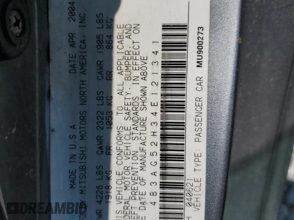 2004 Dodge Stratus z VIN 4B3AG52H34E121341, wystawiony jako Copart lot #58497634 z przebiegiem 169 534 mil mil oraz Szkody całkowita. Historia ofert i sprzedaży dostępna na DreamBid. Obrazek 12.