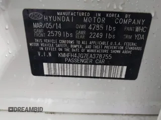 2014 Hyundai Azera Limited with VIN KMHFH4JG7EA378755, listed as a IAAI auction lot 42027136 with 216,082 mi miles and . Bid and sale history available at carsss.com. Image 9.