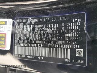 2018 Honda Clarity Plug-In Hybrid with VIN JHMZC5F11JC011244, listed as a Copart auction lot 54581165 with 130,698 mi miles and Salvage Title. Bid and sale history available at carsss.com. Image 12.