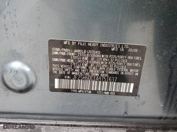 2010 Subaru Forester 2.5X Limited with VIN JF2SH6DC1AH751637, listed as a Copart auction lot 52436445 with 127,352 mi miles and Salvage Title. Bid and sale history available at carsss.com. Image 15.