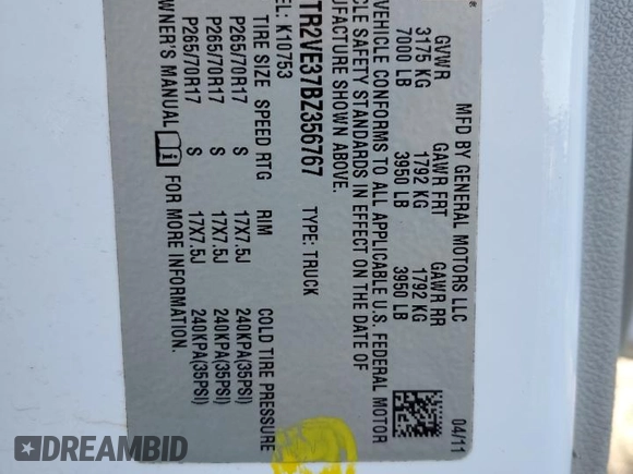 2011 GMC Sierra 1500 SLE z VIN 1GTR2VE37BZ356767, wystawiony jako Copart lot #44529985 z przebiegiem 359 911 mil mil oraz Szkoda całkowita • Salvage title. Historia ofert i sprzedaży dostępna na DreamBid. Obrazek 13.