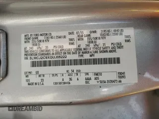 2016 Lincoln MKC Select z VIN 5LMCJ2C9XGUJ05222, wystawiony jako Copart lot #55500735 z przebiegiem 104 831 mil mil oraz Szkoda całkowita • Salvage title. Historia ofert i sprzedaży dostępna na DreamBid. Obrazek 13.