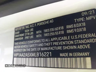 2021 Porsche Macan with VIN WP1AA2A5XMLB16221, listed as a IAAI auction lot 42346445 with 62,742 mi miles and . Bid and sale history available at DreamBid. Image 9.