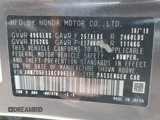 2019 Honda Clarity Plug-In Hybrid with VIN JHMZC5F13KC006354, listed as a Copart auction lot 77029684 with 21,533 mi miles and Salvage Title. Bid and sale history available at carsss.com. Image 14.