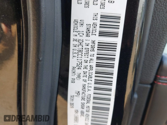 2012 Dodge Durango R/T with VIN 1C4SDHCT8CC117524, listed as a IAAI auction lot 41646806 with 112,593 mi miles and . Bid and sale history available at DreamBid. Image 9.