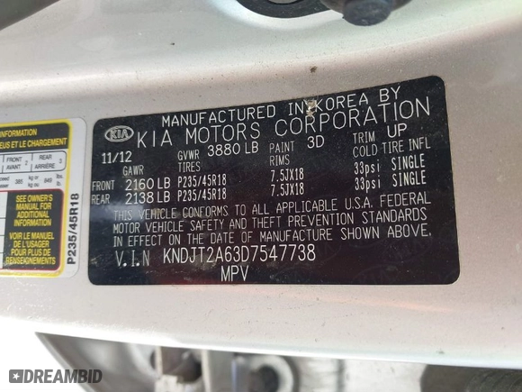 2013 Kia Soul + with VIN KNDJT2A63D7547738, listed as a IAAI auction lot 41877430 with 133,596 mi miles. Bid and sale history available at carsss.com. Image 9.