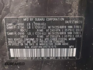 2024 Subaru Outback Limited с VIN 4S4BTANC0R3167975, выставлен на аукционе IAAI как лот 42102532 с пробегом Не указан миль и . История ставок и продаж доступна на DreamBid. Изображение 9.