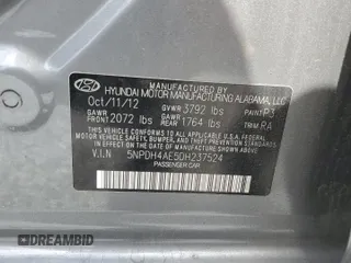 2013 Hyundai Elantra GLS с VIN 5NPDH4AE5DH237524, выставлен на аукционе Copart как лот 60595495 с пробегом 255 903 миль миль и На запчасти • Non repairable. История ставок и продаж доступна на DreamBid. Изображение 12.