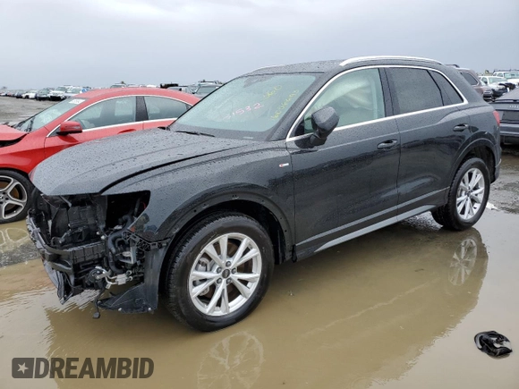 2021 Audi Q3 S line Premium with VIN WA1DECF39M1035751, listed as a Copart auction lot 46056693 with 5,161 mi miles and . Bid and sale history available at DreamBid. Image 1.