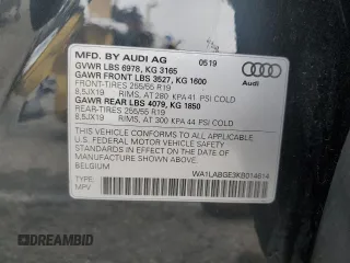 2019 Audi e-tron Premium Plus with VIN WA1LABGE3KB014614, listed as a Copart auction lot 60864165 with 37,718 mi miles and Salvage title. Bid and sale history available at DreamBid. Image 13.