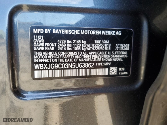 2022 BMW X1 xDrive28i with VIN WBXJG9C03N5U63862, listed as a Copart auction lot 80897614 with 29,398 mi miles and Salvage Title. Bid and sale history available at carsss.com. Image 16.