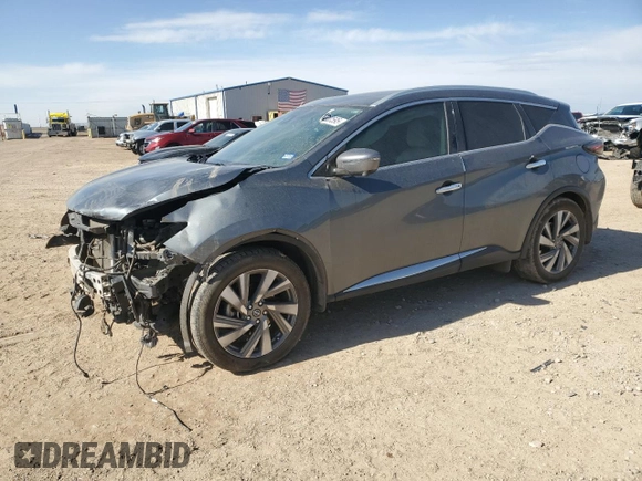 2020 Nissan Murano SL with VIN 5N1AZ2CJ1LN108365, listed as a Copart auction lot 43200595 with 76,323 mi miles and Salvage title. Bid and sale history available at DreamBid. Image 1.