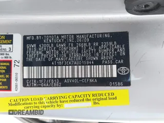 2010 Toyota Camry with VIN 4T1BF3EK7AU015944, listed as a IAAI auction lot 42128919 with 187,518 mi miles and . Bid and sale history available at DreamBid. Image 9.