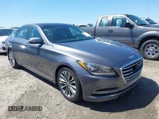2015 Hyundai Genesis 3.8L with VIN KMHGN4JE4FU072706, listed as a IAAI auction lot 41993699 with 163,122 mi miles. Bid and sale history available at carsss.com. Image 1.