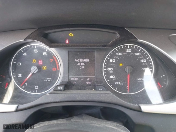 2012 Audi A4 2.0T Premium Plus with VIN WAUFFAFL9CN010949, listed as a IAAI auction lot 41664384 with 149,321 mi miles. Bid and sale history available at carsss.com. Image 7.