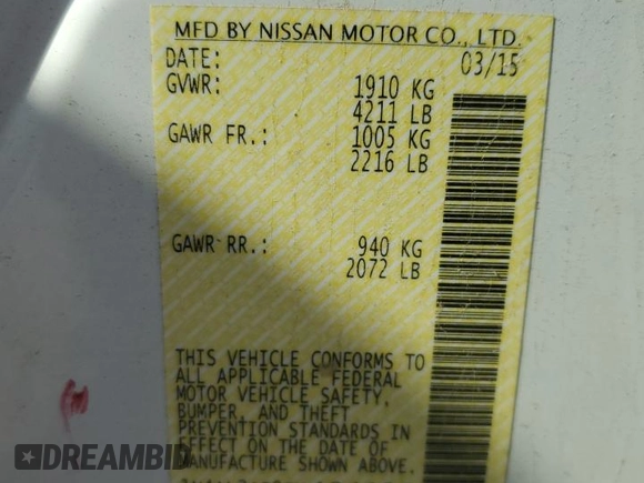 2015 Nissan Altima 2.5 S with VIN 1N4AL3AP0FN404121, listed as a Copart auction lot 88712545 with 165,575 mi miles and Salvage Title. Bid and sale history available at carsss.com. Image 14.