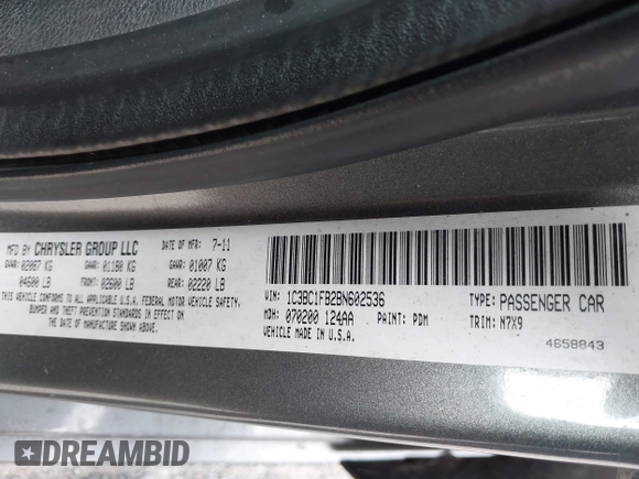 2011 Chrysler 200 Touring z VIN 1C3BC1FB2BN602536, wystawiony jako IAAI lot #41858171 z przebiegiem Nie podano mil oraz . Historia ofert i sprzedaży dostępna na DreamBid. Obrazek 9.