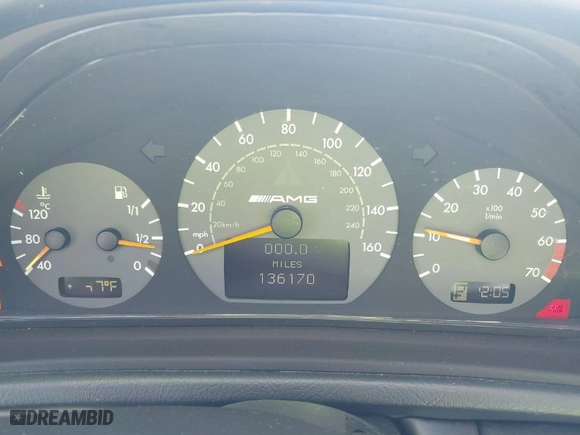 2002 Mercedes-Benz CLK-Class AMG with VIN WDBLJ74GX2T106286, listed as a IAAI auction lot 41737170 with 136,170 mi miles. Bid and sale history available at carsss.com. Image 7.