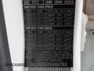 2016 Land Rover Discovery Sport HSE z VIN SALCR2BGXGH547063, wystawiony jako Copart lot #59412545 z przebiegiem Nie podano mil oraz Szkoda całkowita • Salvage title. Historia ofert i sprzedaży dostępna na DreamBid. Obrazek 13.