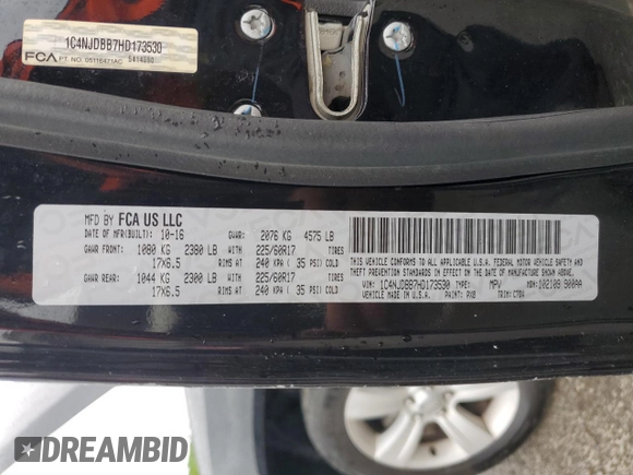2017 Jeep Compass Sport SE with VIN 1C4NJDBB7HD173530, listed as a Copart auction lot 55295085 with 112,391 mi miles and Salvage title. Bid and sale history available at DreamBid. Image 12.