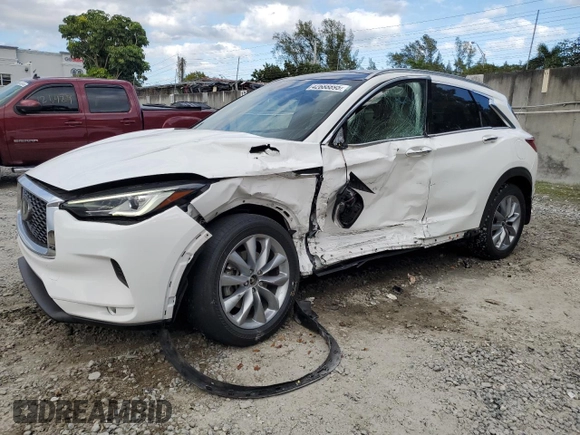 2022 Infiniti QX50 LUXE with VIN 3PCAJ5BA1NF107362, listed as a Copart auction lot 42688895 with 26,666 mi miles and Non Repairable. Bid and sale history available at carsss.com. Image 1.